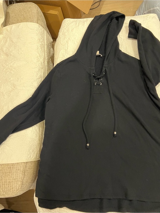 MICHAEL Michael Kors Tops - MICHAEL Michael Kors Black Lace-Up Hooded Sweatshirt